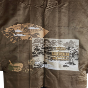 Antique haori samourai Ginkakuji Kinkakuji Sumitate Yotsume Montsuki soie noire homme