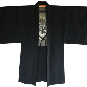 Ancien haori samourai Chushingura soie noire homme "Made in Japan"
