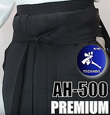 Luxe hakama Aikido Aikikai polyester noir taille 28.5 Tozando Premium AH-500