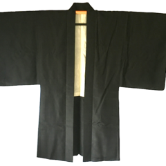 Antique kimono Haori samourai soire noire Mitsu Kashiwa homme