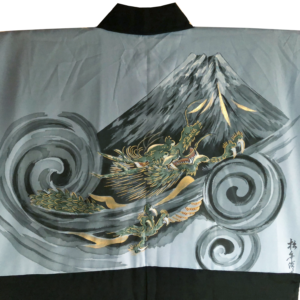 Antique haori samourai Fuji Ryu Takanohane Montsuki homme “Made in Japan”