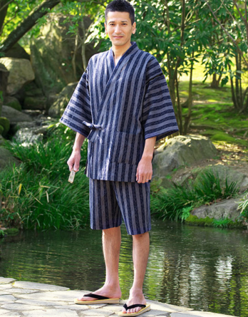 Jinbei Kurume Asakon Chijimi Ori Taira homme "Made in Japan"