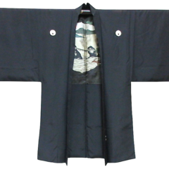 Antique Haori samourai Meoto iwa Ise Maruni Dakimyoga montsuki soie noire homme “Made in Japan”