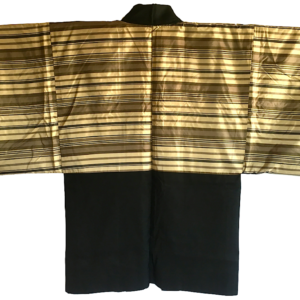 Antique haori samourai Shima Maru ni Yotsume Hishi soie noire homme “Made in Japan”