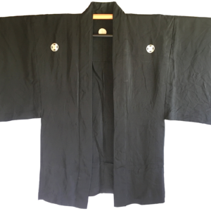 Antique Haori samourai soie noire Takano Hane Montsuki d’été homme « Made in Japan »