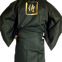 Kimono japonais Samourai coton noir homme Made in Kyoto Japan