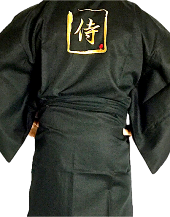 Kimono japonais Samourai coton noir homme Made in Kyoto Japan