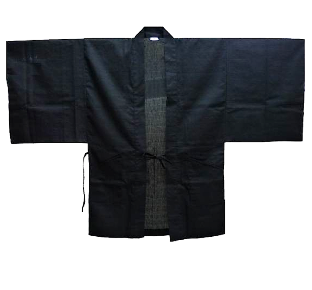 Haori homme noir coton "Shantung" Made in Kyoto Japan