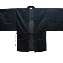Haori Kimono/Yukata noir coton « Shantung » Made in Kyoto Japan