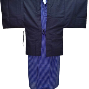 Haori Kimono/Yukata noir coton « Shantung » Made in Kyoto Japan