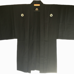 Antique Haori soie noire Mitsu Oi Myoga Montsuki homme “Made in Japan”