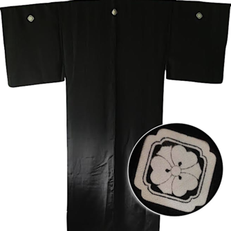 antique_kimono_traditionnel_japonais_soie_noire_kamon_kenkatabami_homme_-22made_in_japan-22_2