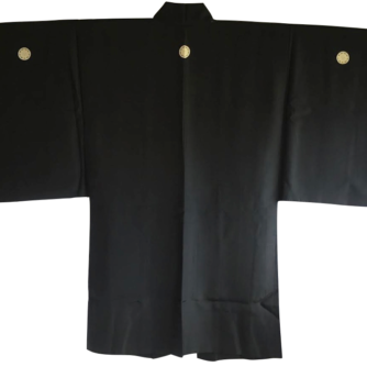 antique_veste_kimono_haori_samourai_soie_noire_kenkatabami_montsuki_yabusame_fuji_san_homme_3