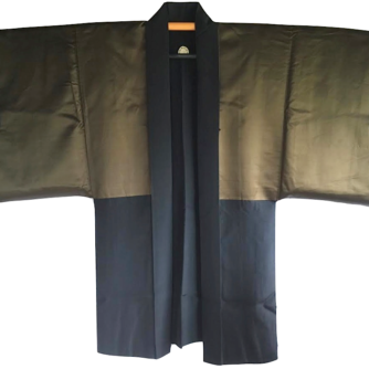 antique_veste_kimono_haori_samourai_soie_noire_kenkatabami_montsuki_yabusame_fuji_san_homme_6