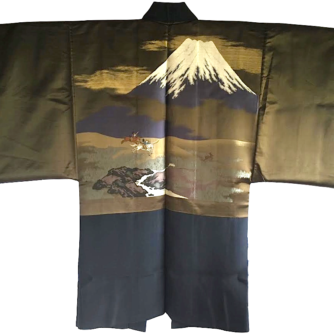 antique_veste_kimono_haori_samourai_soie_noire_kenkatabami_montsuki_yabusame_fuji_san_homme_7