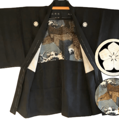Antique Haori Maruni Kikyo Montsuki Fuyu no Taka homme