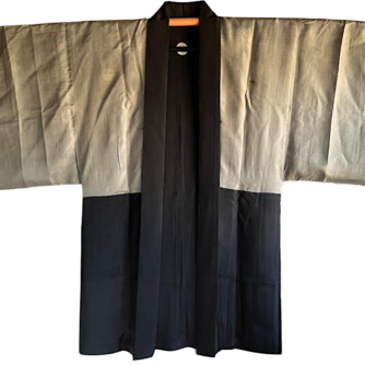 Antique Haori soie noire Takenaka Montsuki TakaraBune Fuji San homme1