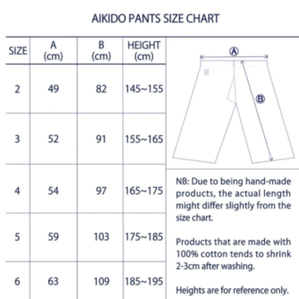 Taille-dimension-pantalon-Aikido-coton-sashiko-Ryo-Tozando
