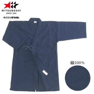 Dogi Kendo Mitsuboshi coton Sashiko bleu marine simple épaisseur