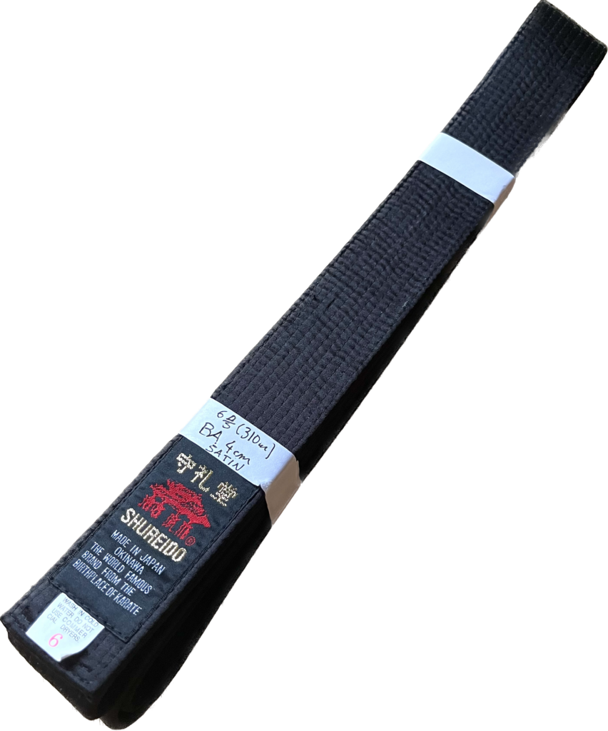 Ceinture noire Karate Shureido satin standart BA Taille 6 (310cm)