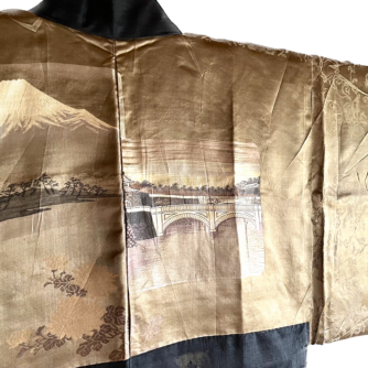 Haori homme avec le motif du Mont fuji et pont japonais - copie