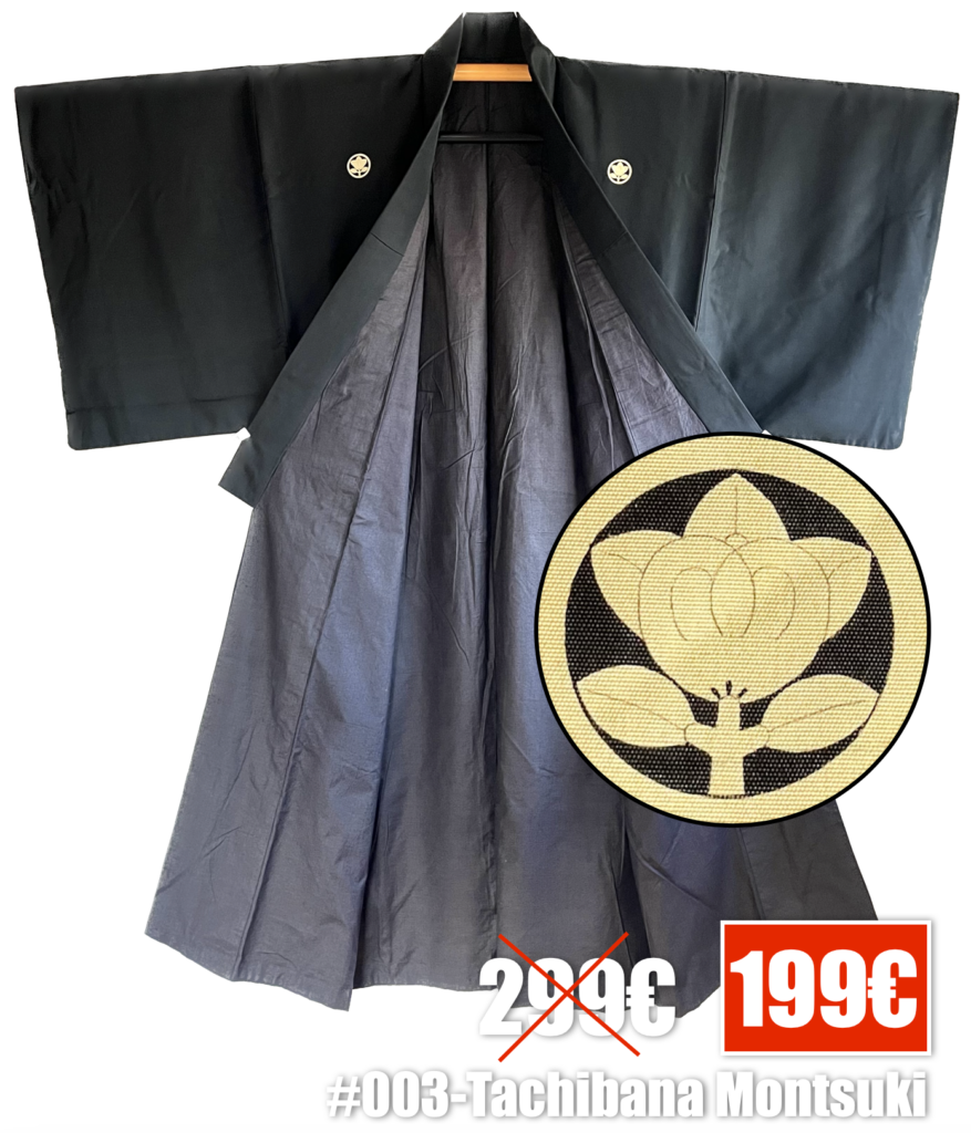 Antique kimono japonais homme - Kamon Tachibana