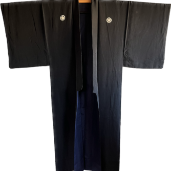 Men's Vintage Traditional Japanese Kimono Omodaka Montsuki2