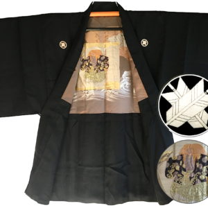 Antique Haori homme – Maruni Chigai Ha Montsuki Kabuki