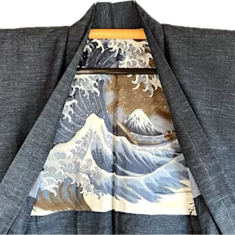 Antique-Haori-soie-Tsumugi-La-vague-japonaise-Nami-Hokusai14