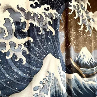 Antique-Haori-soie-Tsumugi-La-vague-japonaise-Nami-Hokusai3