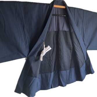 Antique haori soie bleu Tsumugi homme2