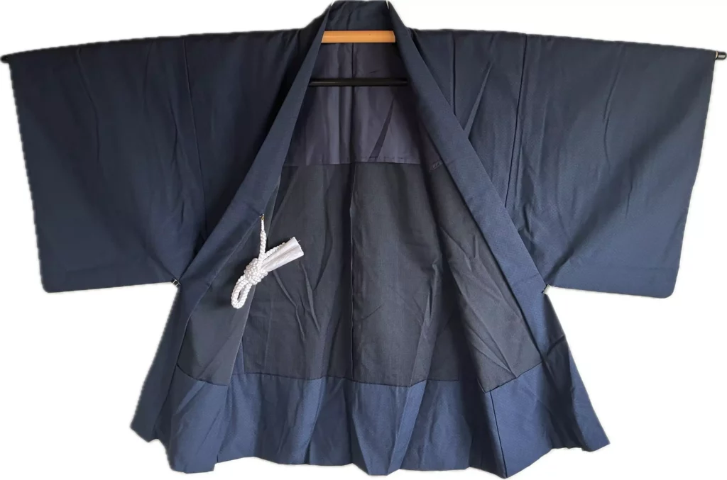 Haori Antique homme - Soie Tsumugi Bleu nuit