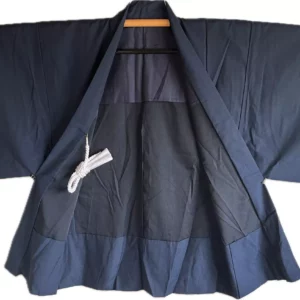 Haori Antique homme – Soie Tsumugi Bleu nuit