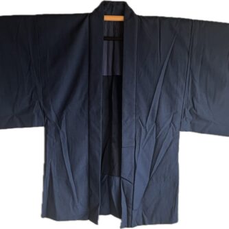 Antique haori soie bleu Tsumugi homme4