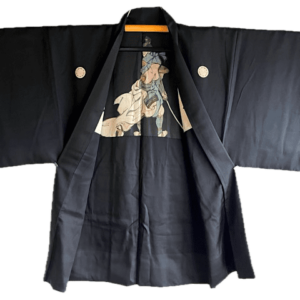 Antique Haori Homme soie Noire Kenkatabami Montsuki – SEPPUKU