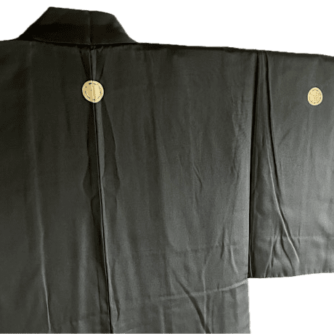 Antique Haori Homme soie Noire Kenkatabami Montsuki - SEPPUKU4