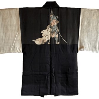 Antique Haori Homme soie Noire Kenkatabami Montsuki - SEPPUKU6