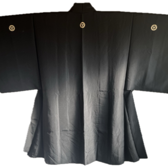 Haori homme antique- soie noire - Katabami Montsuki - Temple Horyuji Nara2