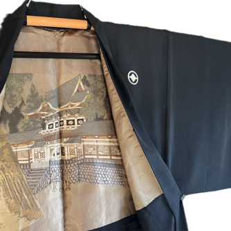 Men’s Haori - Black Silk Montsuki Toshogu Nikko 2