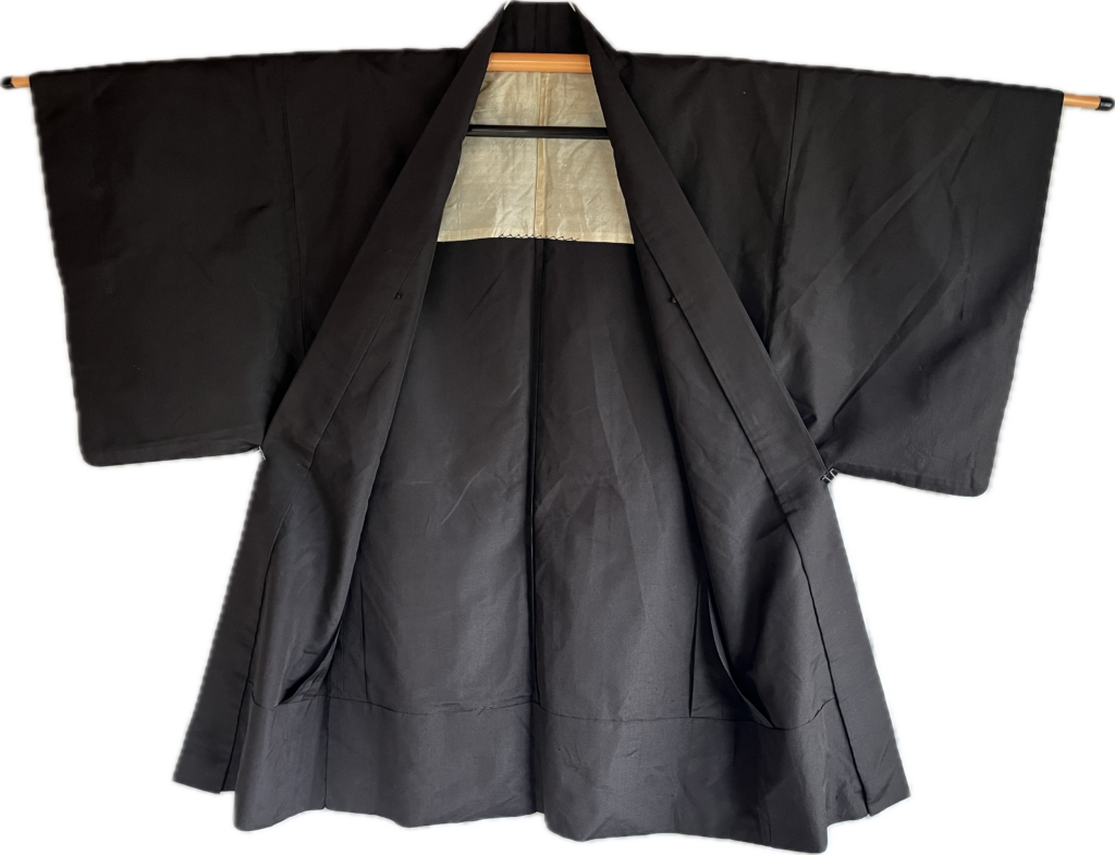 Haori Japonais Traditionnel  homme en Soie Sauvage Marron/Nuit