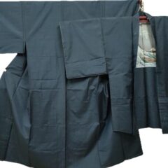 Ensemble haori et kimono japonais pour homme en soie tsumugi avec doublure Hokusai – La grande vague