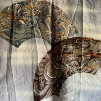 Antique Men’s Haori – Wild Blue Silk | Duel of Dragons | Made in Japan Sale from Kyoto on BujindoShop5