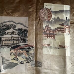 Haori Japonais Homme Soie Noire Tachibana Montsuki Kinkakuji et Jinja Kyoto