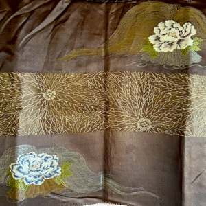 Haori Japonais Homme Vintage en Soie Noire Montsuki Botan Kuyō